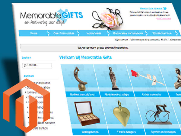 Memorablagifts Magento webshop grafisch ontwerpen